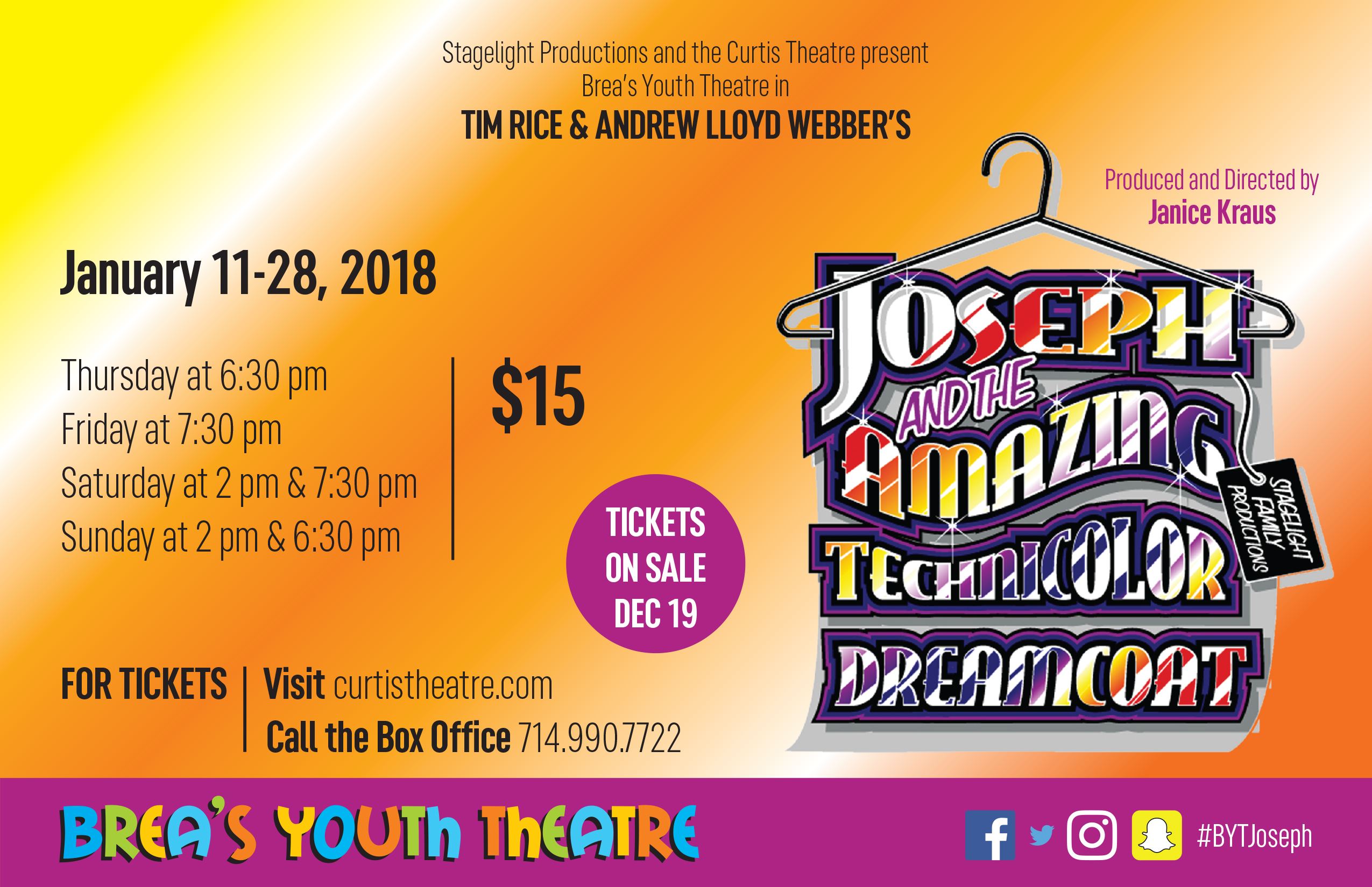 Brea&rsquo;s Youth Theatre | Joseph & the Amazing Technicolor Dreamcoat flyer